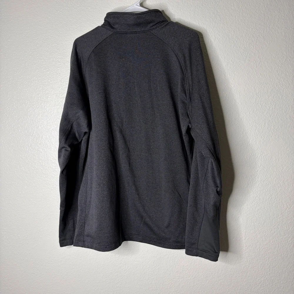 The North Face Mens XL Full Zip Fleece Jacket Charcoal Grey Red Logo CY451 S15